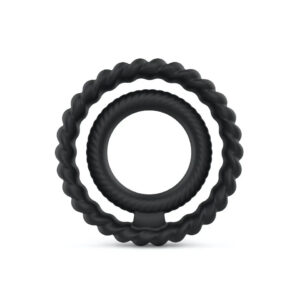 A black ring on a white background.