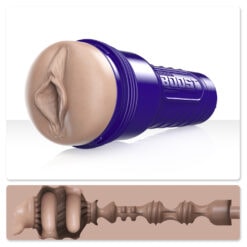 A fleshlight sex toy with a realistic entry design and textured interior.