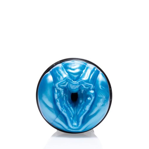 A blue ball with a hole in it.