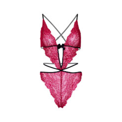 Leg Avenue Scalloped Teddy and Panty Set Pink - Image 4