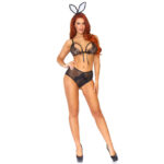 Sexy woman in black lingeries and bunny ears.