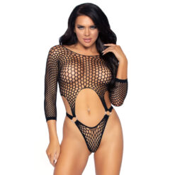 Alternative view of Leg Avenue Top Bodysuit with Thong Black UK 6 to 12