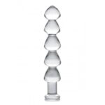 A stack of clear glass pipes on a white background.