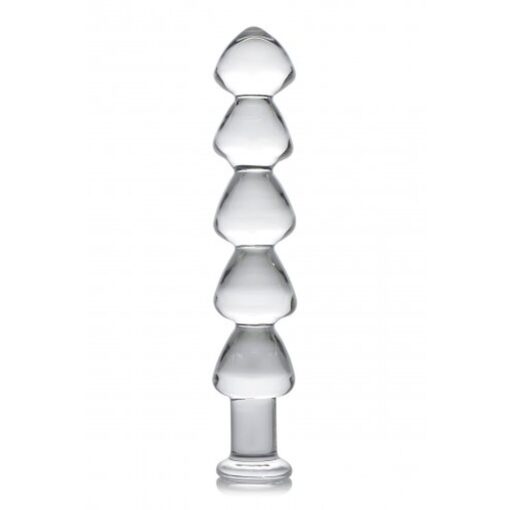 A stack of clear glass pipes on a white background.