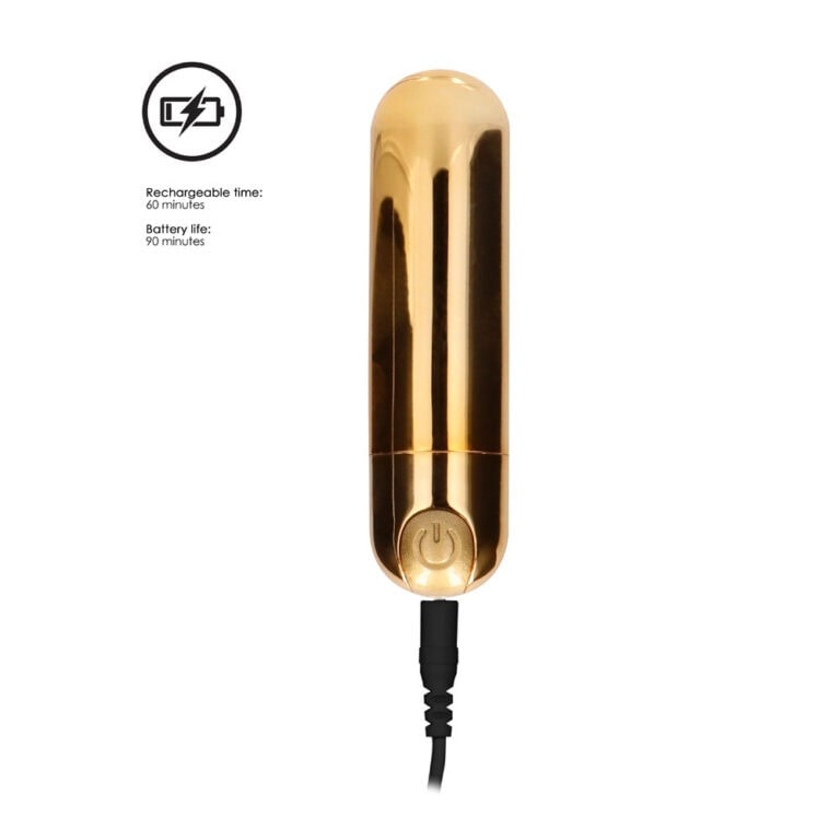 Luxury gold vibrator with sleek design, ideal for intimate pleasure, featuring rechargeable battery and quiet operation. Perfect for discreet, versatile use in personal intimacy.