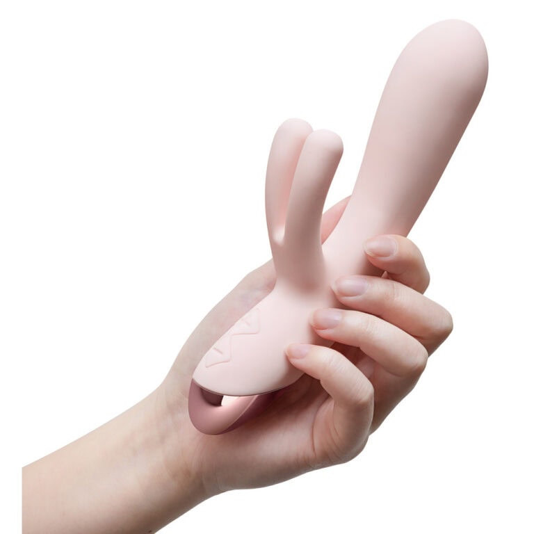 Soft pink rabbit vibrator designed for couples' pleasure, featuring dual stimulation and ergonomic shape for enhanced intimacy and satisfaction.
