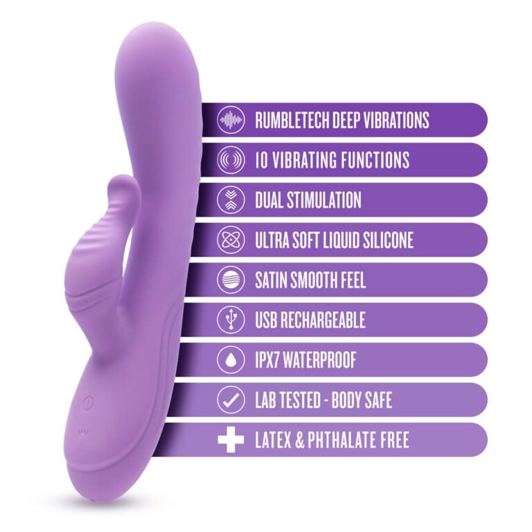 Blush Evelyn Powerful Dual Stimulator Vibe Clitoral Purple Silicone detail