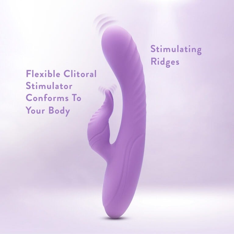 An innovative purple clitoral stimulator designed for enhanced pleasure, featuring flexible ridges and a soft, body-conforming shape for targeted stimulation and comfort.