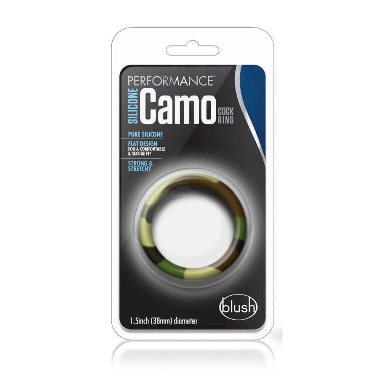 Discreet silicone camo cock ring designed for enhanced pleasure and secure fit. Made from pure silicone, it offers strong, stretchy, and comfortable wear for improved sexual experience.