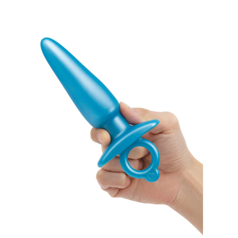 Blue silicone anal plug with ring handle, designed for adult pleasure and intimacy enhancement, ideal for beginners and experienced users seeking safe, comfortable anal stimulation.