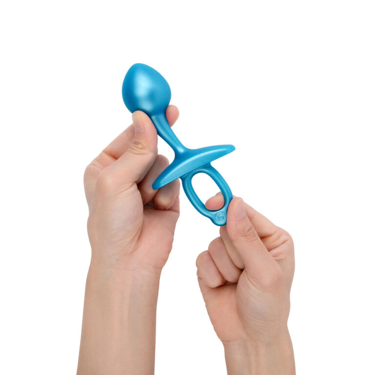 An ergonomic blue anal toy with a handle, designed for adult pleasure and intimacy enhancement. Made from body-safe silicone, suitable for beginners and experienced users.