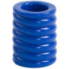 A blue plastic spiral ring on a white background.
