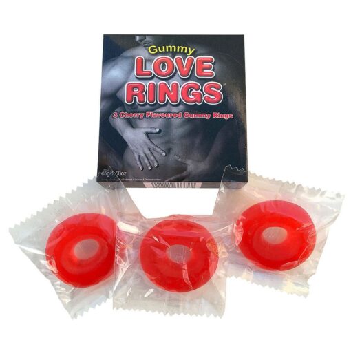 Three red love rings in a package.