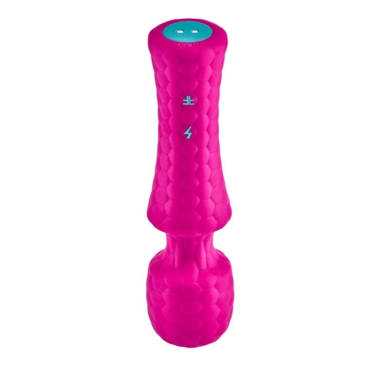 A vibrant pink textured vibrator with multiple control buttons, ideal for enhancing pleasure and intimacy. Its ergonomic design and adjustable settings provide customizable stimulation for a satisfyin.