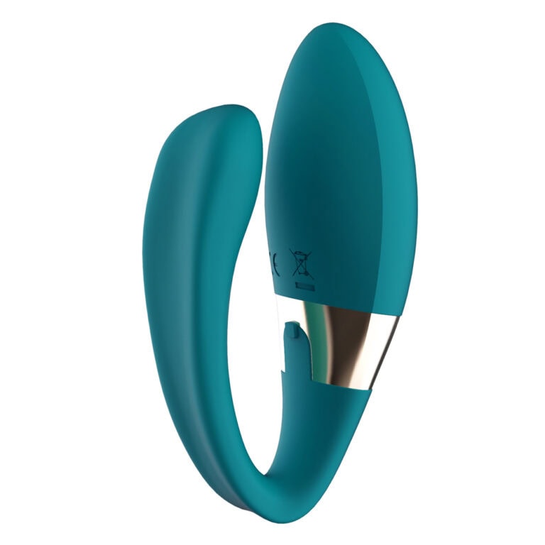 Blue silicone couples vibrator with dual-arm design】【。