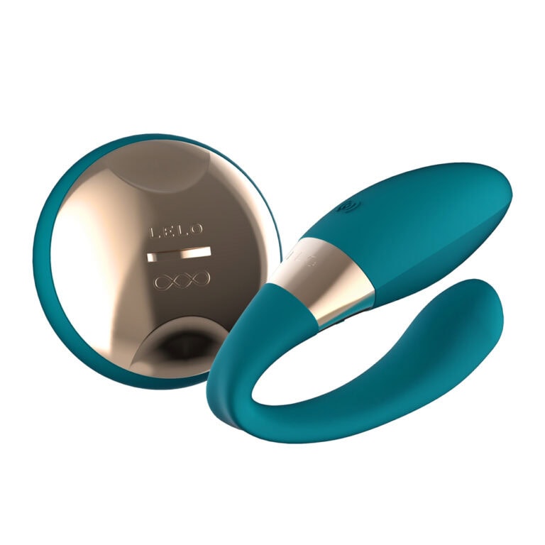 Blue silicone couples vibrator with remote control