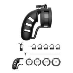 Man Cage 19 Male 4.5 Inch Chastity Cage With Ball Splitter MCG019BLKx3