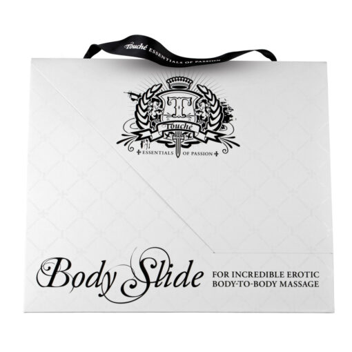 A black and white bag with the word body side on it.