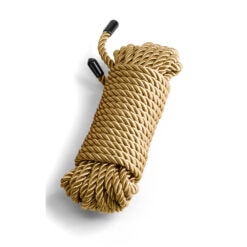 A tan rope on a white background.