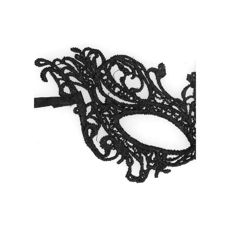 Stylish black lace masquerade mask with intricate detailing, perfect for enhancing costumes at parties, cosplay events, or intimate occasions, emphasizing elegance and mystery.