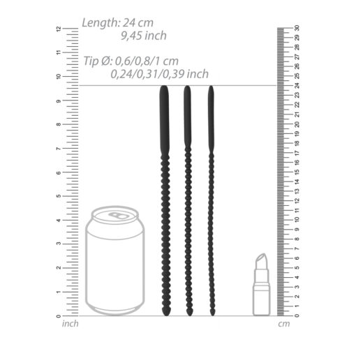 A diagram showing the measurement of a can and a bottle.