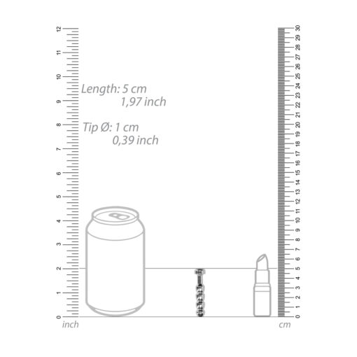 A drawing of a can with a ruler next to it.