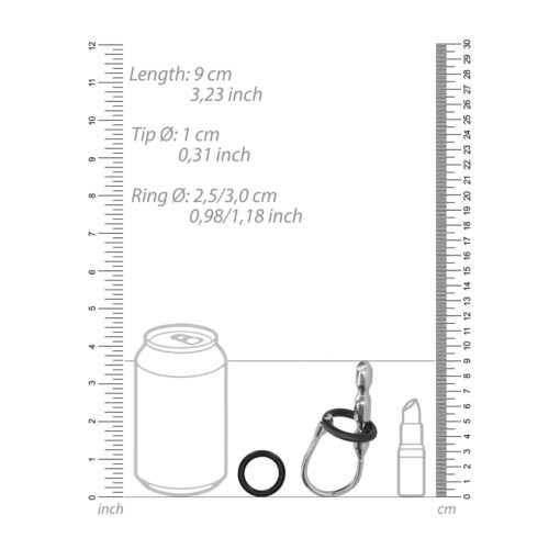 A diagram showing the measurements of a can and a key ring.