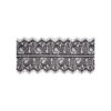 A black and white lace trim on a white background.