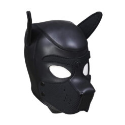 A black dog mask on a white background.