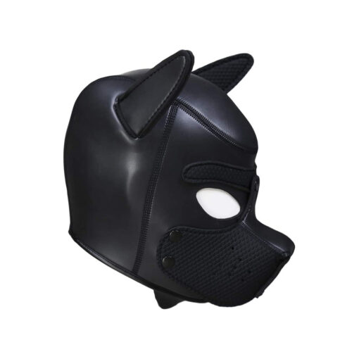 A black dog mask on a white background.