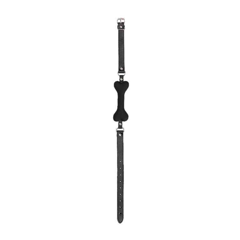 An adjustable black leather bondage collar featuring a soft heart-shaped padding for comfort, ideal for BDSM play and adult intimacy accessories.
