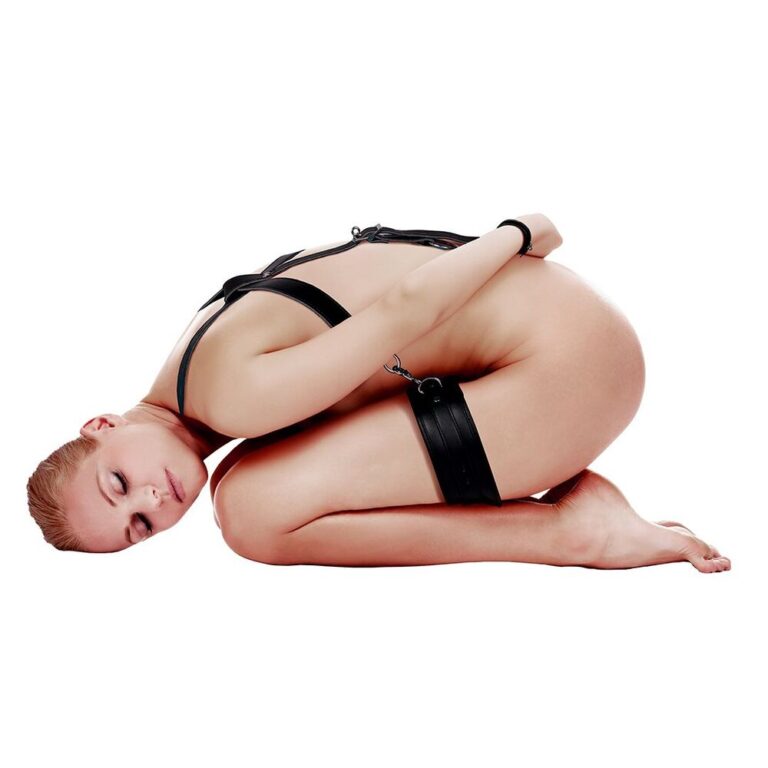 An image of a woman in bondage, showcasing adult BDSM and fetish accessories for intimate pleasure and exploration. Perfect for promoting sextech products and enhancing sexual wellness.