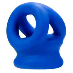 A blue sex toy with a hole in the middle.