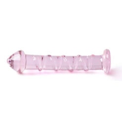 Alternative view of Textured Pink Glass Dildo