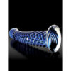 A blue glass pipe on a black background.
