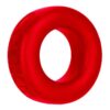 A red rubber ring on a white background.