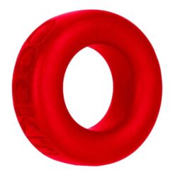 A red rubber ring on a white background.
