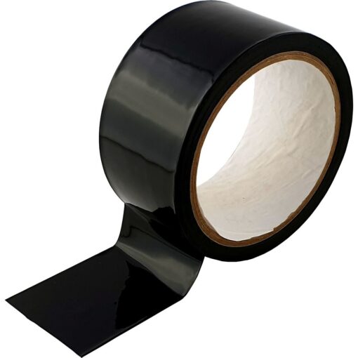 A black plastic tape on a white background.