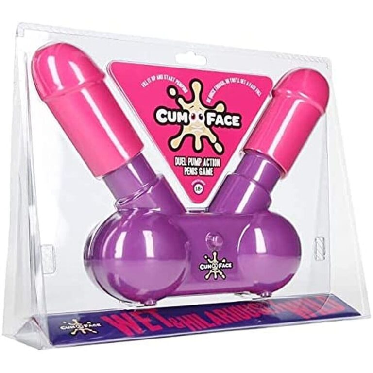 An innovative dual vibrator designed for adult pleasure, featuring a playful "CUM FACE" branding and dual stimulation with pink and purple accents, ideal for enhancing intimacy.