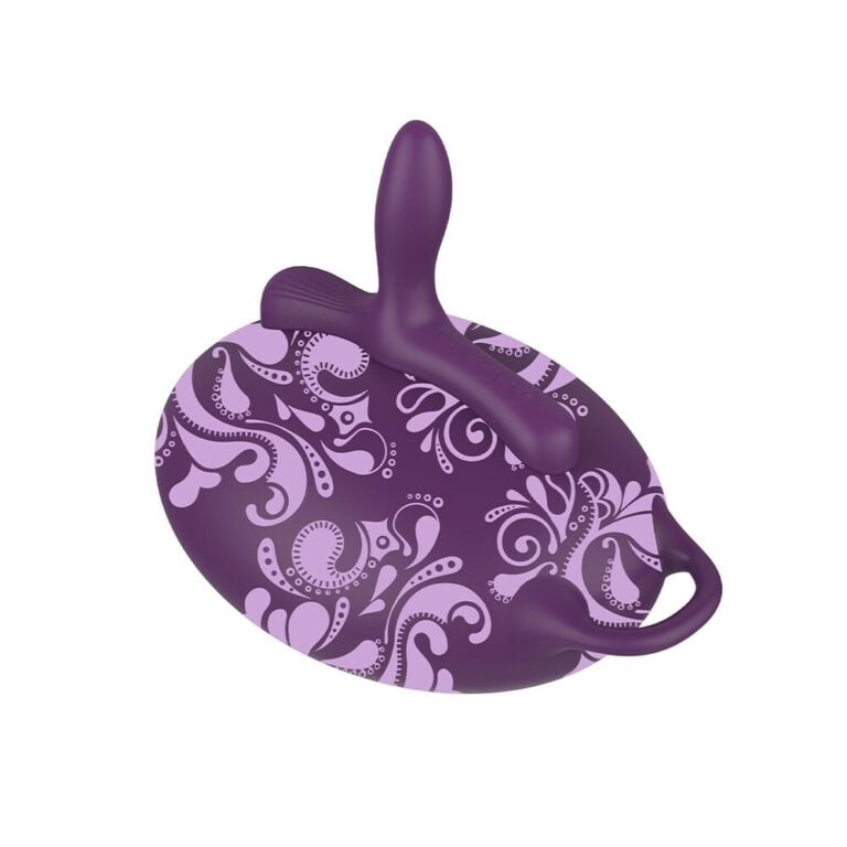Rabbit vibrator, adult pleasure toy, dual stimulation, ergonomic design, floral pattern, sextech, intimate wellness, pleasure device, UK sex toy store, innovative adult products.