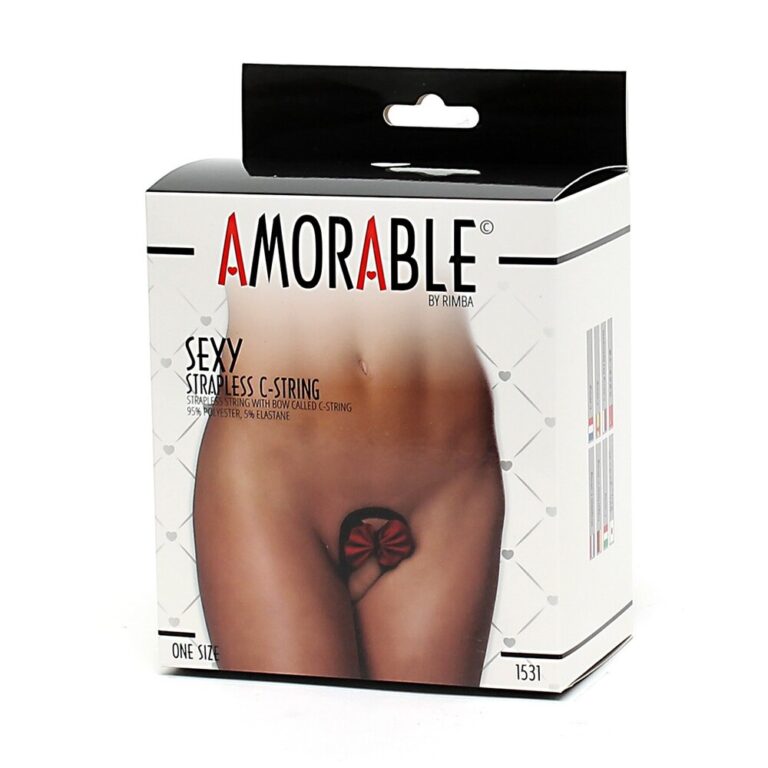 Amorable strapless C-string in black and red, designed for discreet and intimate use, perfect for enhancing sensual experiences and exploring new pleasure possibilities.