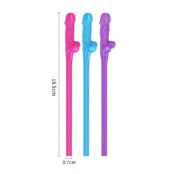 Alternative view of Lovetoy Pack Of 9 Willy Straws Blue Pink And Purple