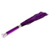 A purple tassel with a metal handle on a white background.