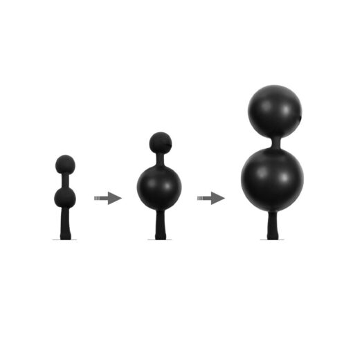 A set of black spheres on a white background.