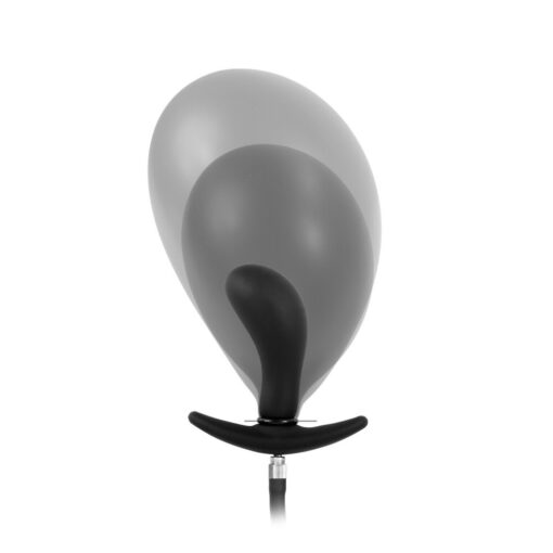 A black balloon on top of a white background.