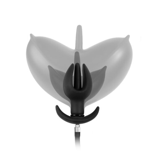 A black and white image of a heart shaped dildo.