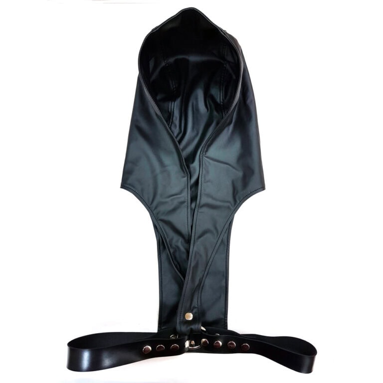 Rouge Leather Harness with Faux Leather Hoodie Hoods Black detail