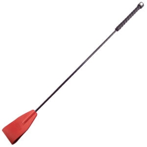 A red and black paddle on a white background.