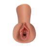 A close up of a female sex toy with an open mouth.