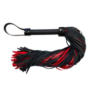 A black and red snake with a handle.
